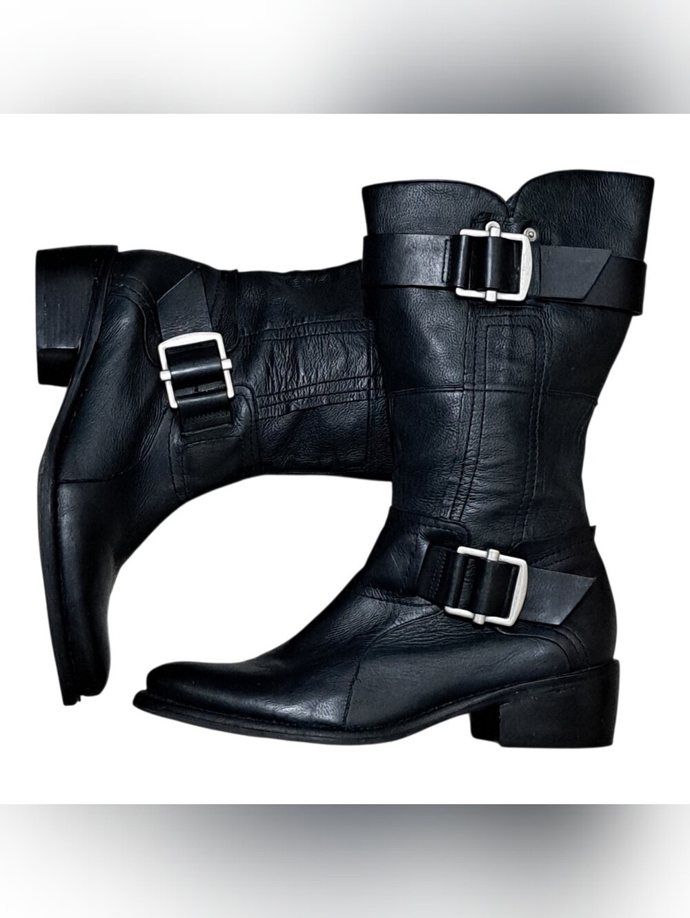 Vera Wang Lavender Chantel Moto Biker Gothic Festival Boots Size 9 Black